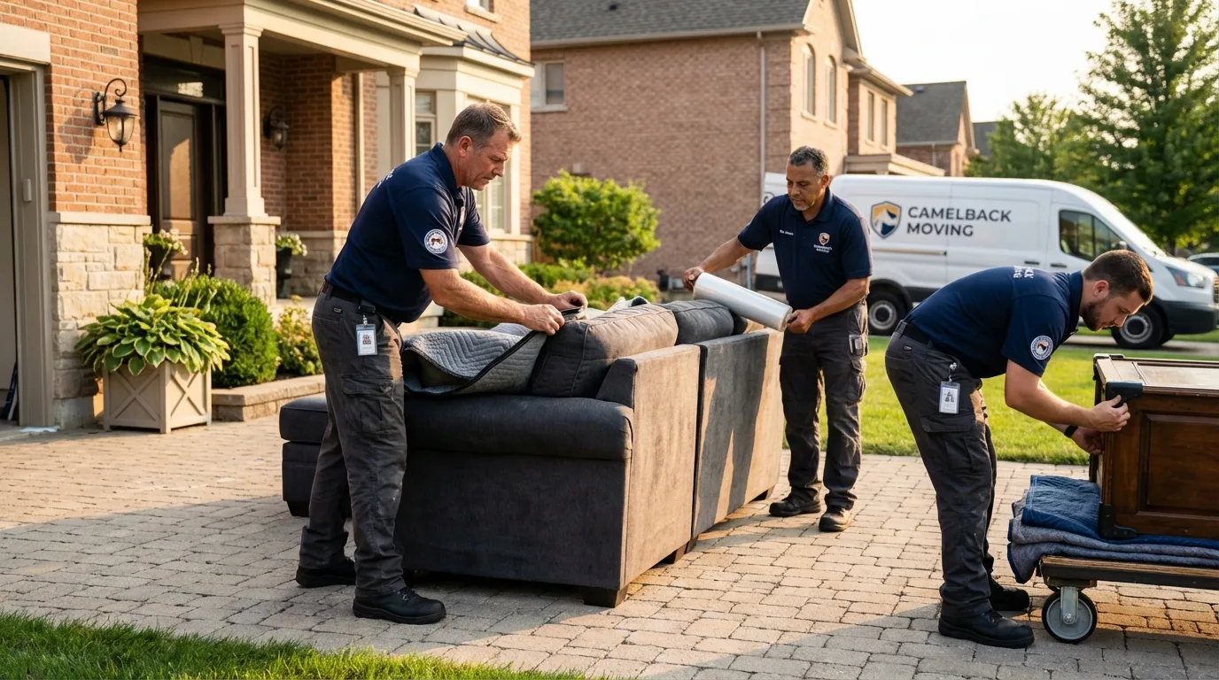 Large estate moving crew wrapping furniture in Earlimart, CA